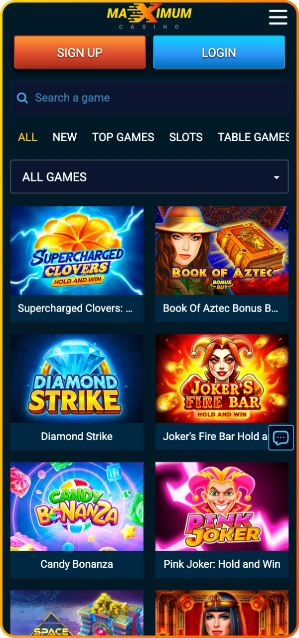 Choose the best games at Maximum Online Casino.