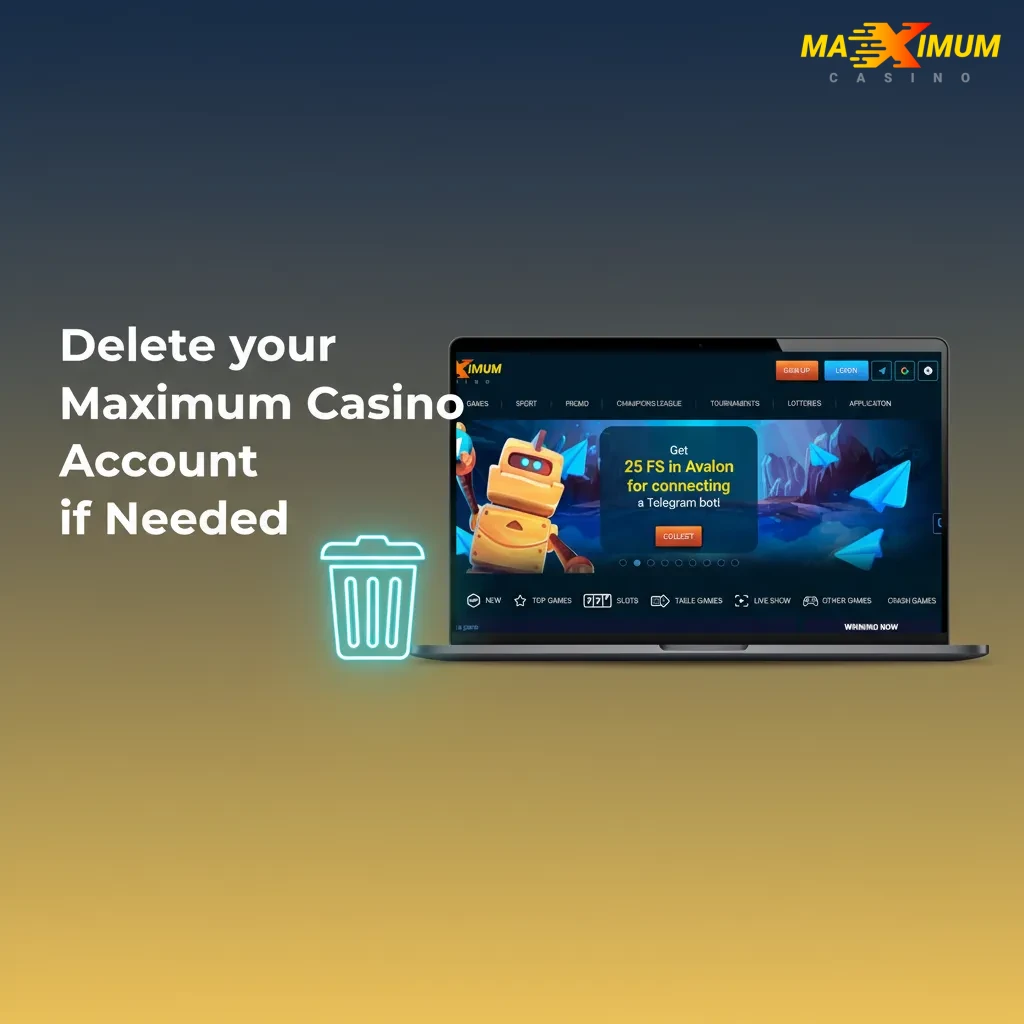 Maximum Casino Account Settings showing suspend, cool off, self-exclude, and permanent closure options.