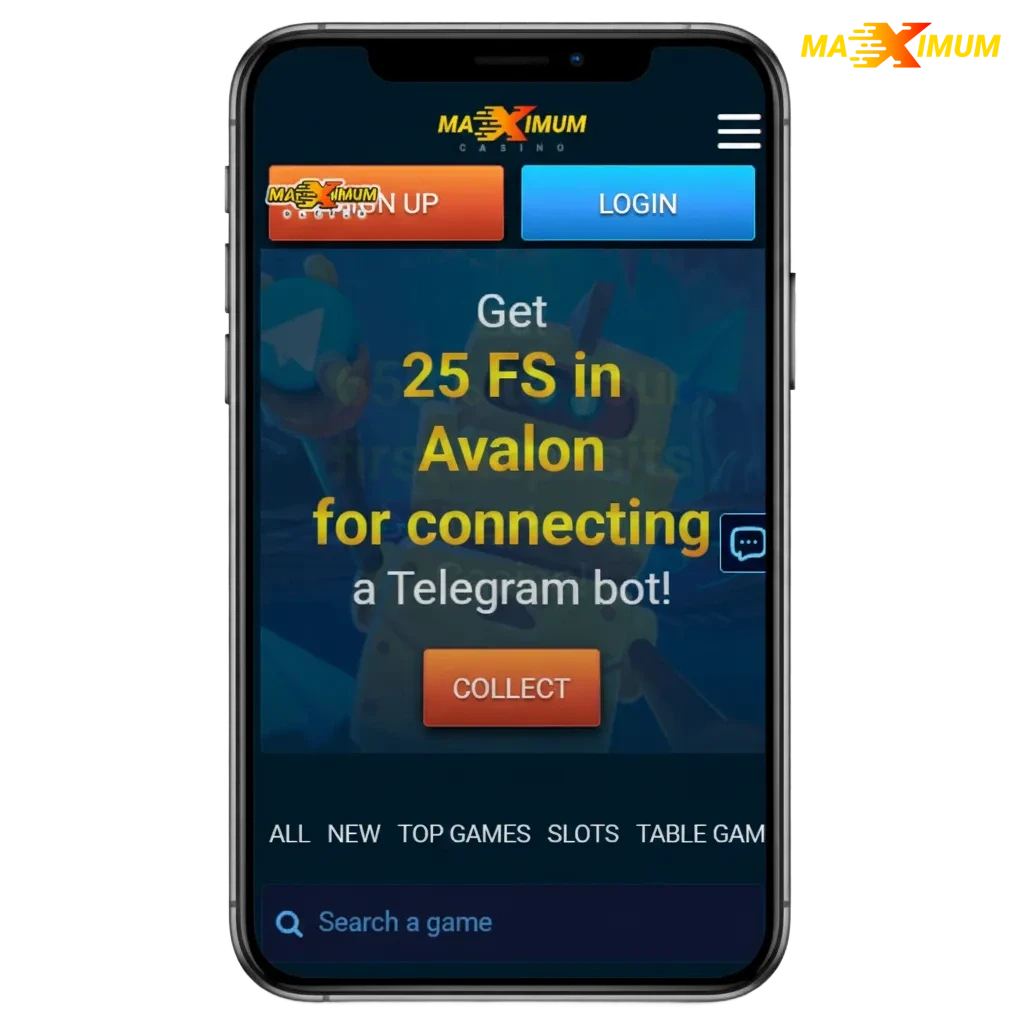 Download Maximum Casino app for Android and iOS; sports betting and casino; pay by USDT, Visa, Mastercard; welcome bonus.