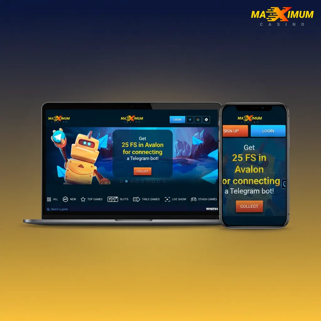 Maximum Casino website for UK players with clean interface; top menu: Sports, Live, Esports, Casino, Live Casino, Promotions