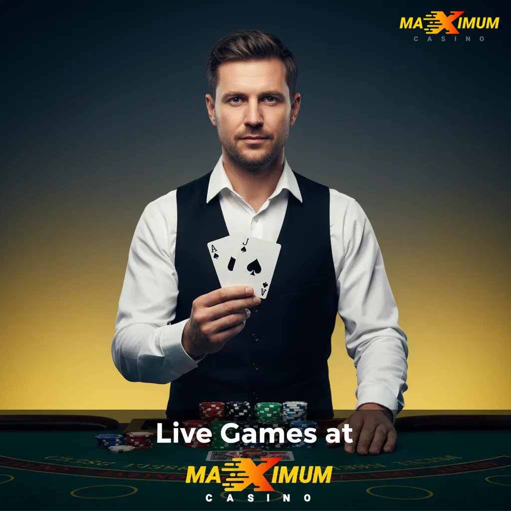 Maximum Casino live games lobby with 200+ tables and categories for roulette, blackjack, baccarat, poker.