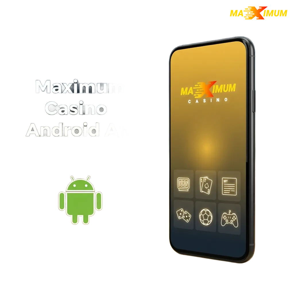 Maximum Casino Android app on smartphone, showing mobile betting and casino features