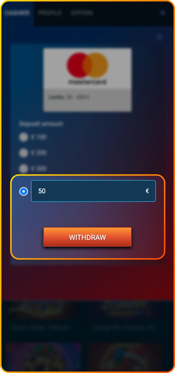 Enter the desired withdrawal amount in the Maximum online casino.