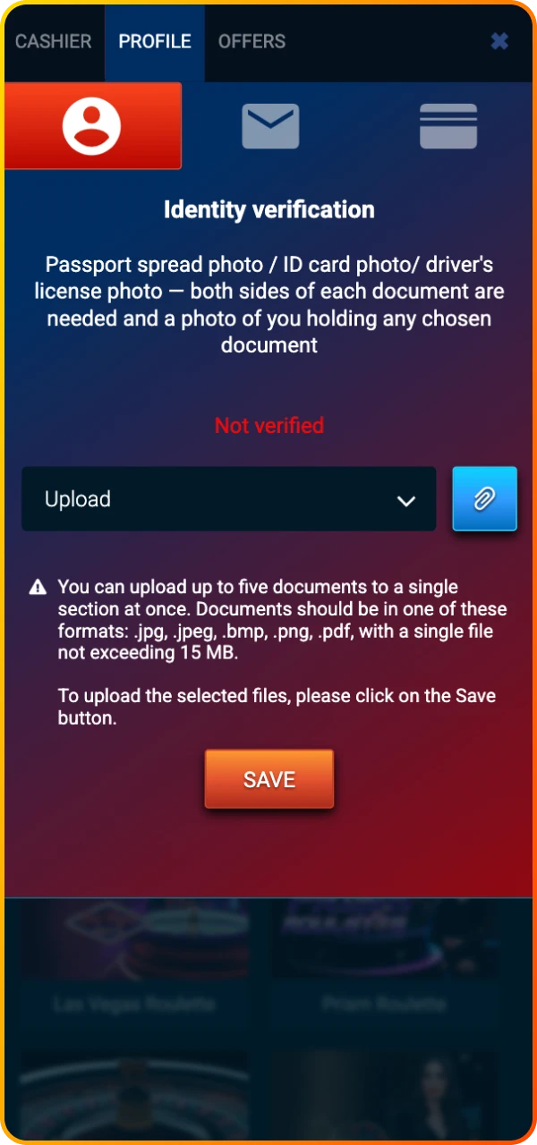 How to complete the verification process in the Maximum online casino app.